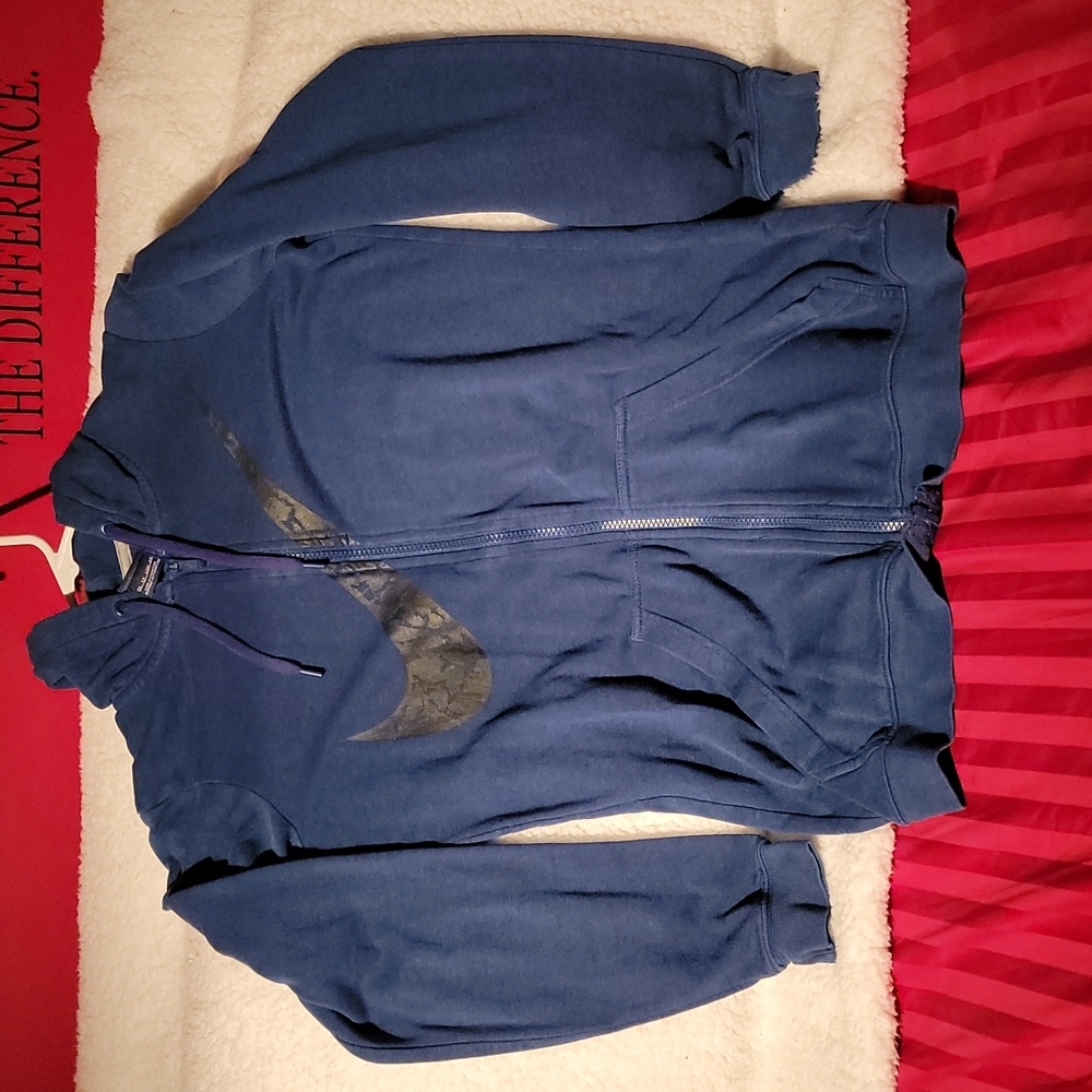 NIKE Thin Zip Up Hoodie Navy and Black Size XS